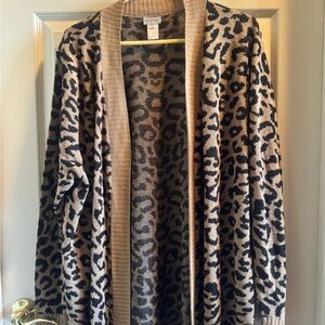 Leopard Print Open Front Cardigan